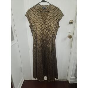 The J. Peterman company long silk wrap envelope dress 14 XL